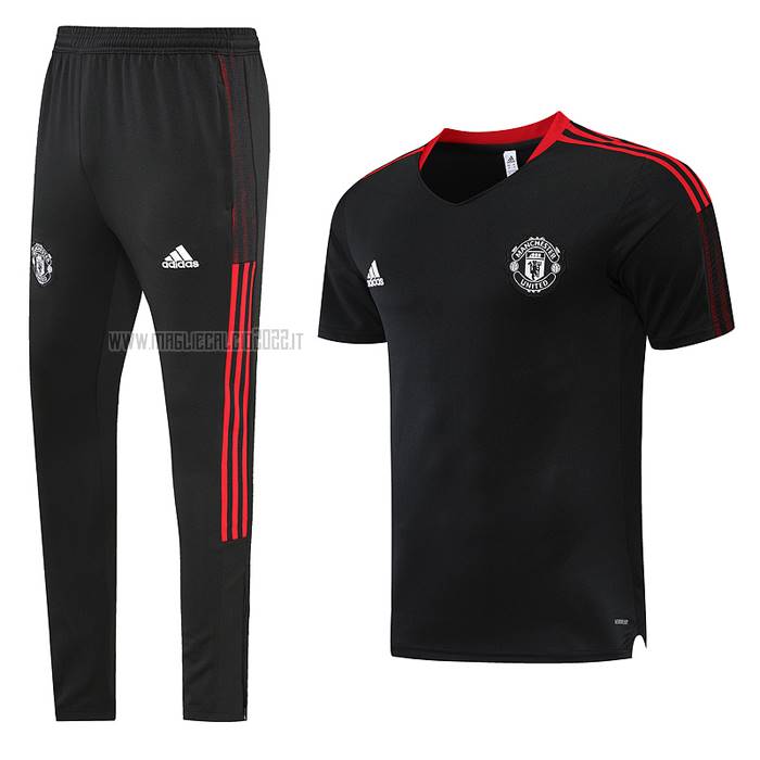 Tuta da Track del Manchester United Manga Corta 2023-2024 Nero